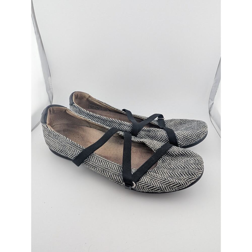 Palladium Size 9 Ballet Flats Grey Black Herringbone Elastic Straps EUR 40